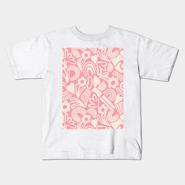 Tween spirit abstract flowers and rainbows in pink Kids T-Shirt by Natalisa